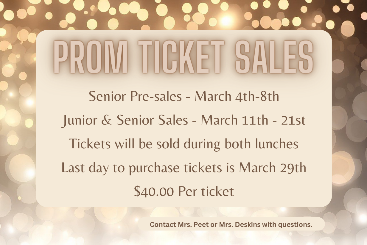 PROM TICKET SALES Feb 23 2024